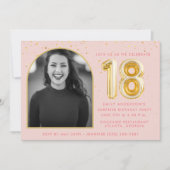 Invitation Fille rose 18e anniversaire Balloon or Confetti (Devant)