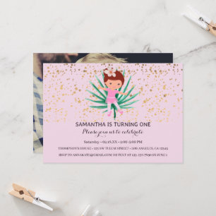 Invitation Fille rose 1er anniversaire