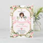 Invitation Fille rose 1ère Sainte Communion Parties scintilla (Debout devant)