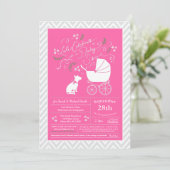 Invitation Fille rose Baby shower de Chien Bull Terrier (Debout devant)
