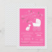 Invitation Fille rose Baby shower de Chien Bull Terrier (Devant / Derrière)
