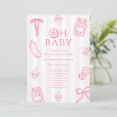 Invitation Fille Rose Baby Shower Pickles & Pacifiers (Debout devant)