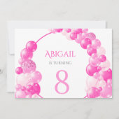 Invitation Fille rose Balloon Arch fête d'anniversaire (Devant)
