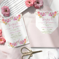 Fille rose bébé dans le Baby shower de la ceinture