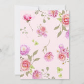 Invitation Fille rose bébé en fleur Élégant Baby shower (Dos)