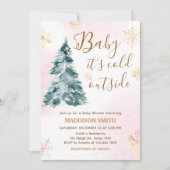 Invitation Fille rose Bébé il fait froid dehors Baby Shower (Devant)