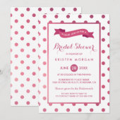 Invitation Fille rose blanc Pois Fête des mariées tendance (Devant / Derrière)