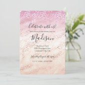 Invitation Fille Rose Blush Peach Empreinte de léopard Tie Te (Debout devant)