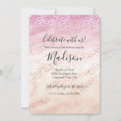 Invitation Fille Rose Blush Peach Empreinte de léopard Tie Te (Devant)