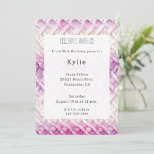 Invitation Fille rose chaud blanc Abstrait anniversaire