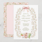 Invitation Fille Rose Coquette Filles Fête de Nuit Fête (Devant / Derrière)