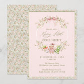 Invitation Fille Rose Coquette Filles Fête de Nuit Fête (Devant / Derrière)