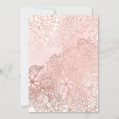 Invitation Fille rose de parties scintillant florale d'or con (Dos)