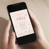 Invitation Fille rose deuxième anniversaire