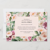 Invitation Fille rose élégant moderne photo anniversaire (Dos)