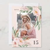 Invitation Fille rose élégant moderne photo anniversaire (Devant)