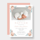 Invitation Fille rose Élégante Photo Baptême