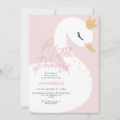 Invitation Fille rose élégante photo belle cygne enfants (Devant)