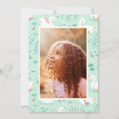 Invitation Fille rose élégante photo belle cygne enfants (Dos)