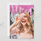 Invitation Fille rose épaisse Parties scintillant gouttes Pho (Dos)