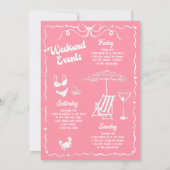 Invitation Fille rose et blanc Bachelorette Weekend Party (Dos)