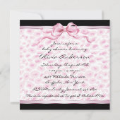 Invitation Fille Rose et Noir Léopard Fête de Bébé Fille (Dos)