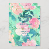 Invitation Fille rose et Turquoise peinture à la main design (Devant / Derrière)