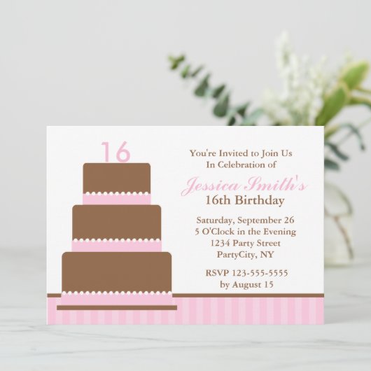 Invitation Fille Rose Fête d'anniversaire (Debout devant)