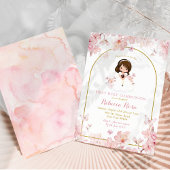 Invitation Fille rose Fleur de cerisier première sainte commu