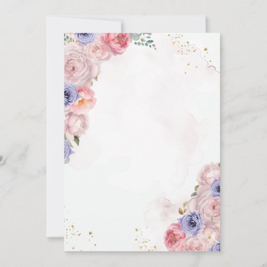 Invitation Fille rose Fleur Première Sainte Communion Croix d (Dos)