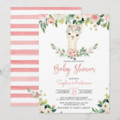 Invitation Fille rose florale Alpaca Baby shower Llama (Devant / Derrière)