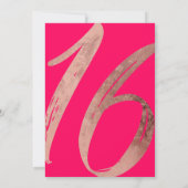 Invitation Fille Rose Gold Foil Neon Pink Sweet 16 (Dos)