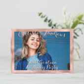Invitation Fille Rose Gold Frontière Photo Collage Sweet 16 (Debout devant)