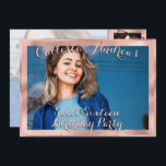 Invitation Fille Rose Gold Frontière Photo Collage Sweet 16<br><div class="desc">Cette invitation d'anniversaire de sweet sixteen de collage photo moderne et sucré est parfaite pour la tendance et élégant même. Il présente un collage photo à cinq images personnalisable, chic et glamour, avec une élégante typographie rose rose et noir, dessinée et bordée d'une feuille d'or rose imbriquée. C'est unique, cool,...</div>