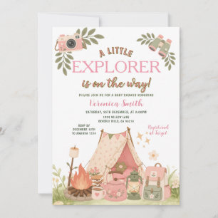 Invitation Fille Rose Little EXPLORE est en route Baby Shower