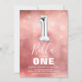 Invitation Fille rose mignonne 1er anniversaire (Devant)
