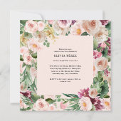 Invitation Fille rose moderne élégant floral photo anniversai (Dos)