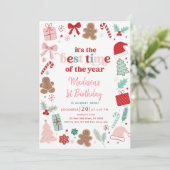 Invitation Fille Rose Noël Meilleur Moment De L'Année Anniver (Debout devant)