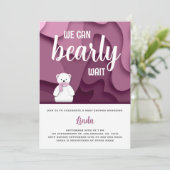 Invitation Fille rose, on peut attendre Baby shower (Debout devant)