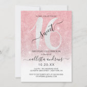 Invitation Fille Rose or Parties scintillant blanche Ombre Sw (Devant)