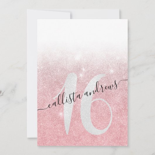 Invitation Fille Rose or Parties scintillant blanche Ombre Sw (Dos)