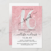 Invitation Fille Rose or Parties scintillant blanche Ombre Sw (Devant / Derrière)