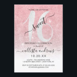 Invitation Fille Rose or Parties scintillant blanche Ombre Sw<br><div class="desc">Cette invitation à fêter un sweet sixteen chic et féminin est parfaite pour la journée spéciale de votre jeune fille adolescente. Il présente une grande parties scintillant blanche brillante, "16", au sommet d'un rose brillant et mignon or, rose vif et faux blanc dégradé de parties scintillant ombre arrière - plan....</div>