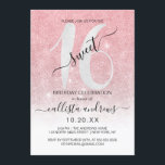 Invitation Fille Rose or Parties scintillant blanche Ombre Sw<br><div class="desc">Cette invitation à fêter un sweet sixteen chic et féminin est parfaite pour la journée spéciale de votre jeune fille adolescente. Il présente une grande parties scintillant blanche brillante, "16", au sommet d'un rose brillant et mignon or, rose vif et faux blanc dégradé de parties scintillant ombre arrière - plan....</div>