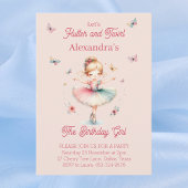 Invitation Fille rose papillon Ballerina fête d'anniversaire