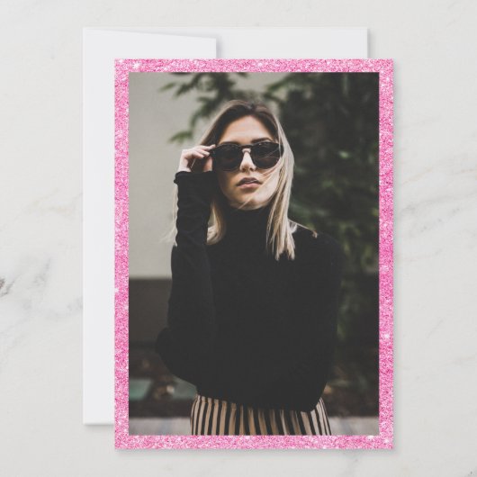 Invitation Fille rose parties scintillant bordure en marbre p (Dos)