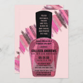 Invitation Fille rose Parties scintillant clou Spa polonais J (Devant / Derrière)