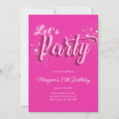 Invitation Fille rose Parties scintillant or moderne fête d'a (Devant)