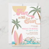 Invitation Fille Rose Peach Amusant Au Soleil Anniversaire Fê (Devant)