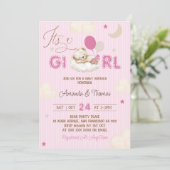 Invitation Fille Rose Préparatoire Baby Shower (Debout devant)
